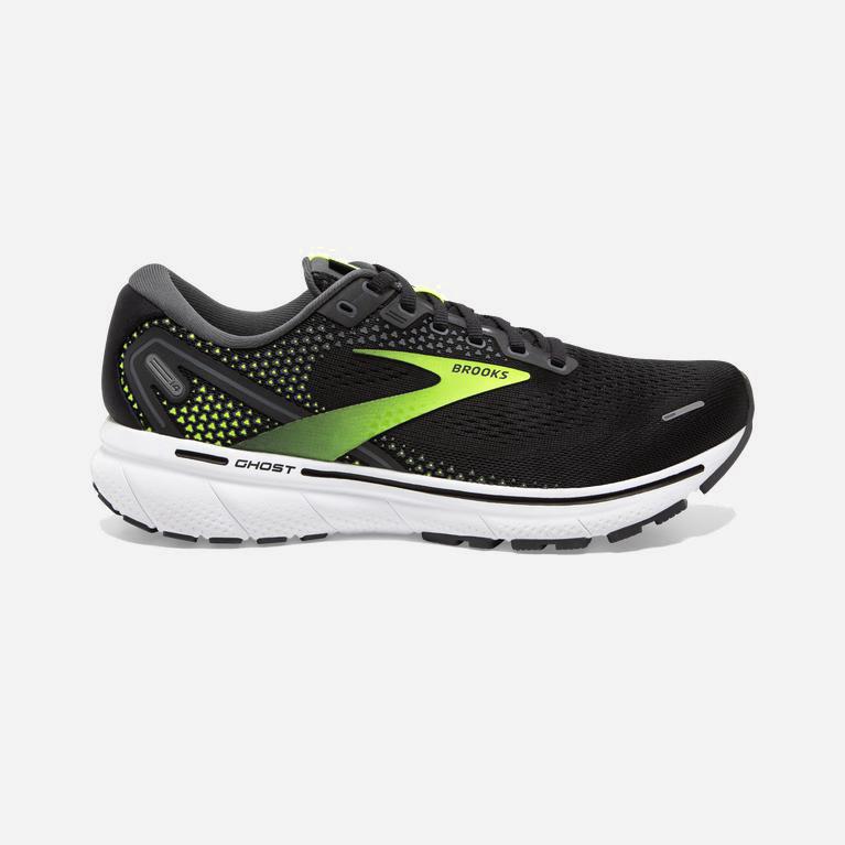 Brooks Ghost 14 Mens Cushioned Road Running Shoes - Black/Pearl/Nightlife/Green Yellow - Philippines